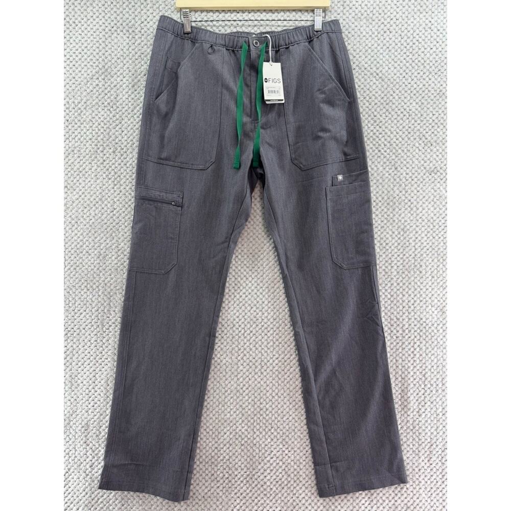 FIGS Pants Men L Gray Cairo Cargo Scrub Elastic Waist Technical Collection New